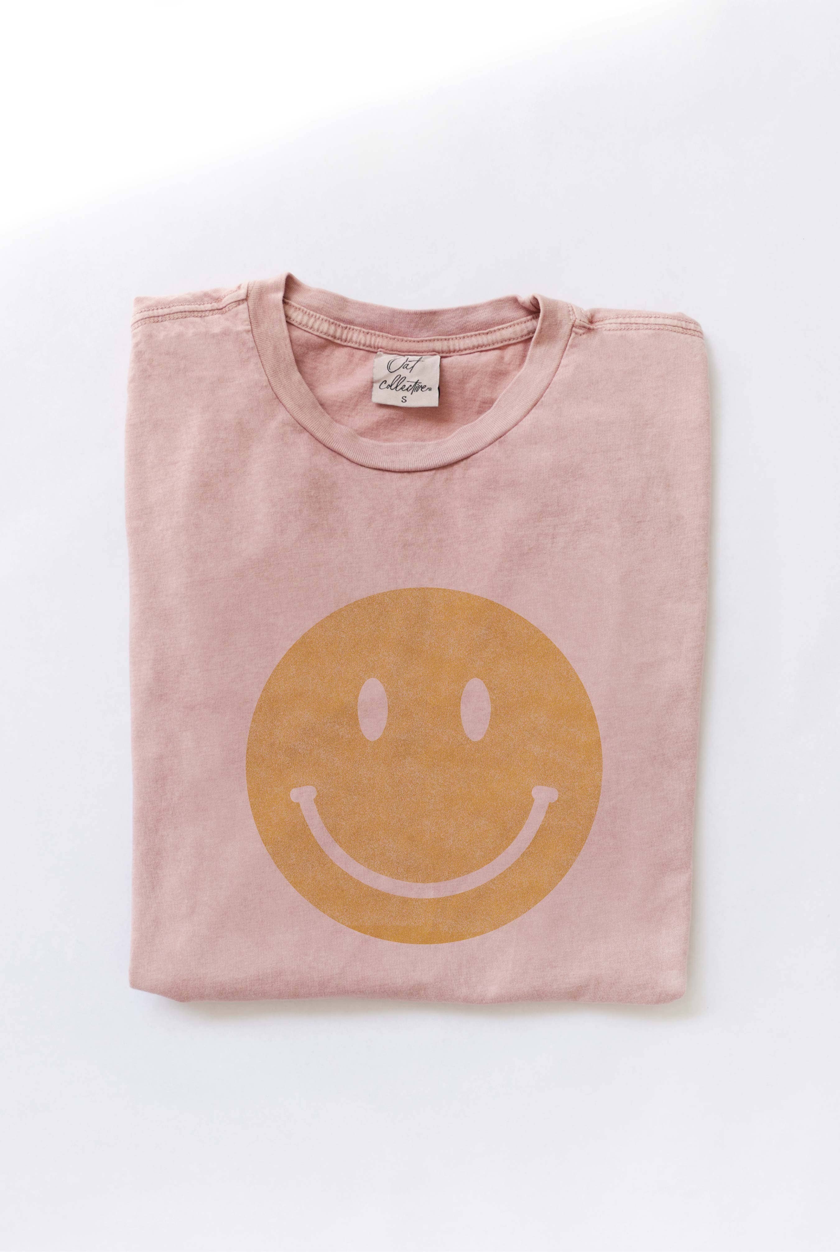 Smiley Face Mineral Washed Graphic Top