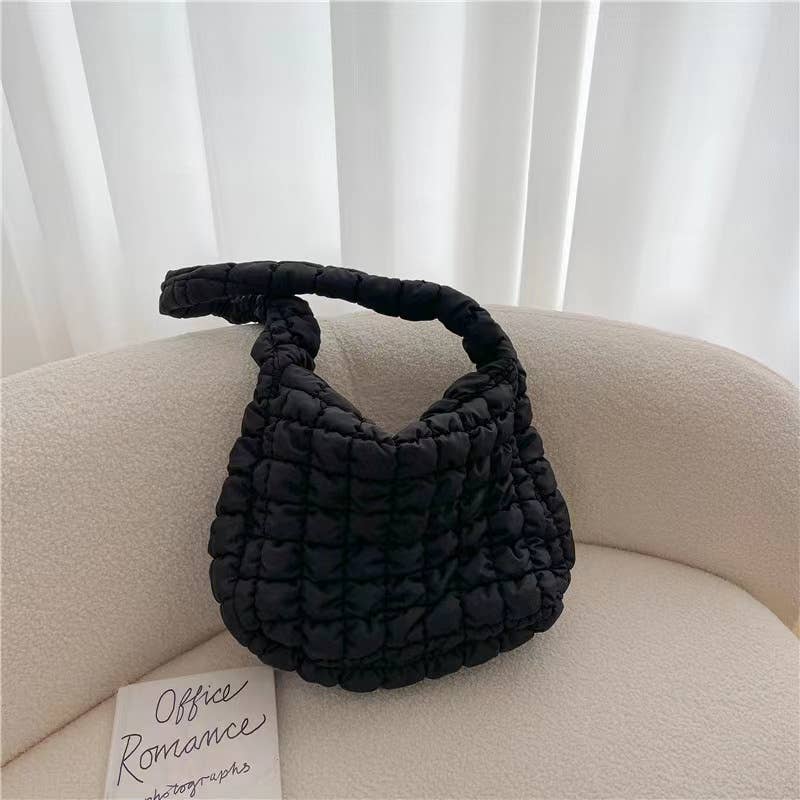 Quilted Padding Cotton Crossbody Hobo Bag